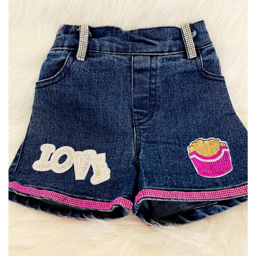 Girls 4 Denim Shorts w/ Pink Bling